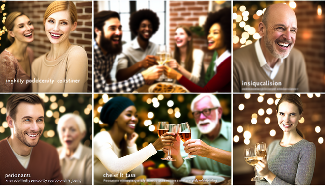alt_text: Diverse personalities connect in a warm holiday setting, celebrating individuality and joy.