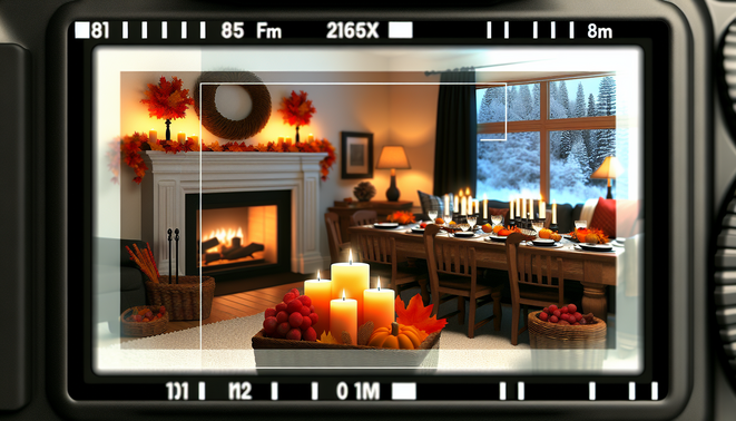 alt_text: A cozy living room scene blends Thanksgiving warmth with winter's chill, inspiring reflection and hope.