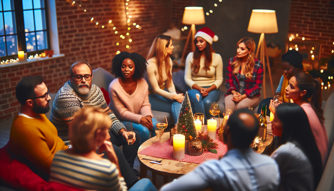 alt_text: A warm holiday gathering scene showcasing emotional connections through meaningful conversations.