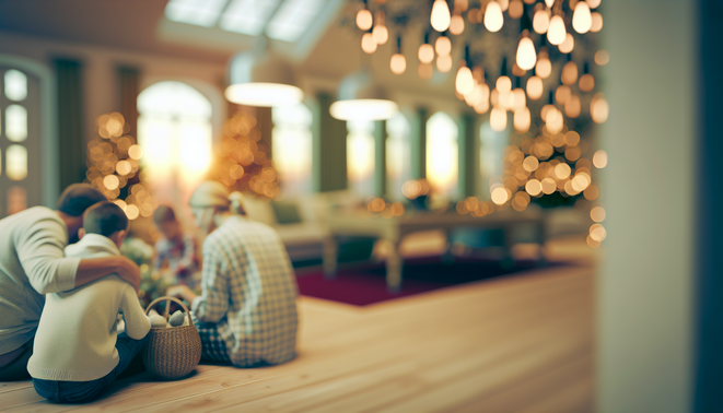alt_text: A serene indoor scene capturing introspection on family dynamics during the holidays, evoking warmth.