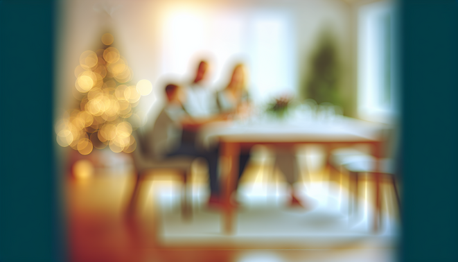 alt_text: A serene indoor scene capturing introspection on family dynamics during holidays, with soft lighting.