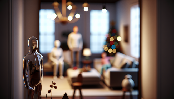 alt_text: A serene indoor scene capturing family warmth with thoughtful decor and a reflective figure.