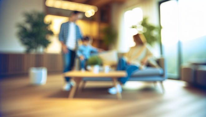 alt_text: A serene, modern scene evoking family dynamics, featuring soft lighting and cozy elements.