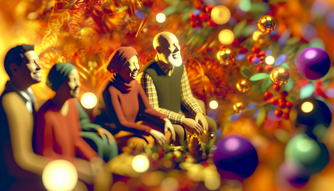 alt_text: A serene holiday scene, reflecting family bonds with warm colors and symbolic elements of togetherness.