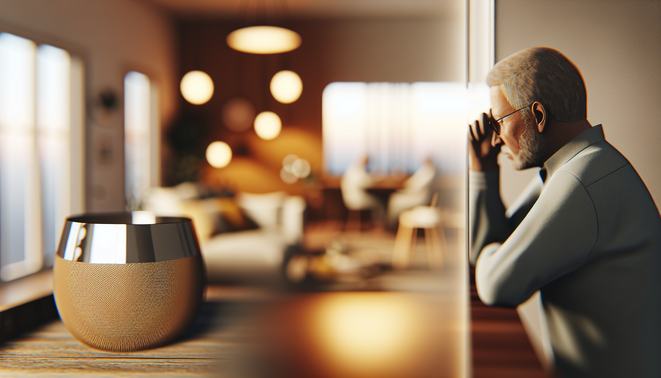 alt_text: A calm indoor scene with a reflective adult, warm textures, and minimalist decor, evoking family moments.