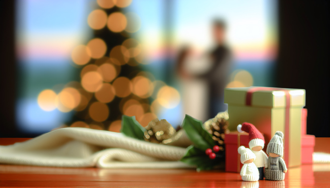 alt_text: A serene setting hinting at holiday warmth, featuring comforting objects for family connection.