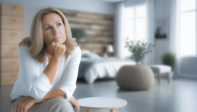 alt_text: A calm, neutral-toned space with a thoughtful adult reflecting on family dynamics during holidays.