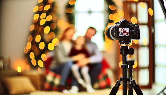 alt_text: A serene setting depicting familial warmth and reflection during the holiday season.