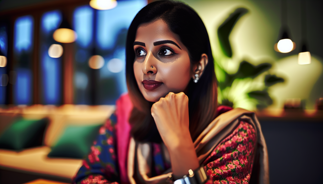 alt_text: A reflective person in a cozy, modern indoor space, contemplating family dynamics during the holidays.