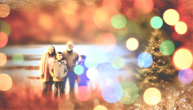 A serene holiday scene reflecting family introspection, featuring soft textures and warm tones.