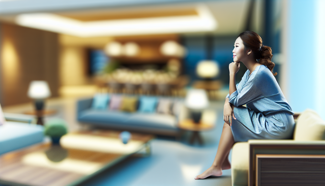 alt_text: A serene adult reflects in a modern living space, embodying subtle family dynamics during holidays.