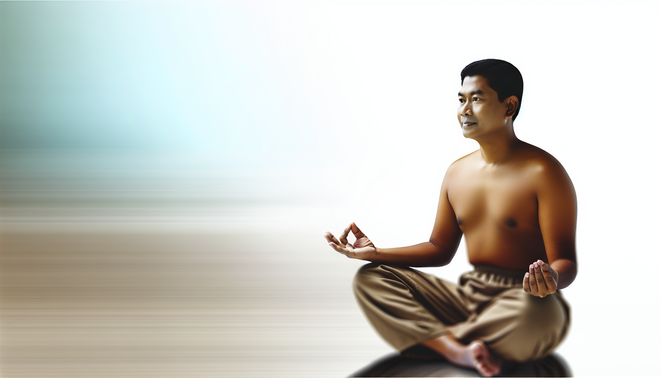 alt_text: A calm adult reflects in a minimalist, warm space, symbolizing family connections during holidays.